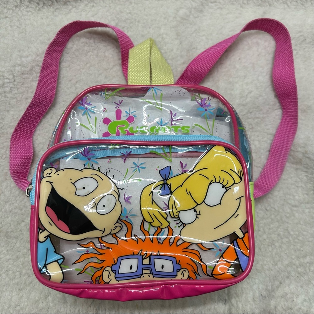 Vintage Rugrats small backpack 1998 clear multicolored 8" East Ends Accessories